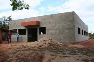 Estágio atual das obras da Unidade Básica de Saúde do Bairro Cerâmica, em Eldorado.